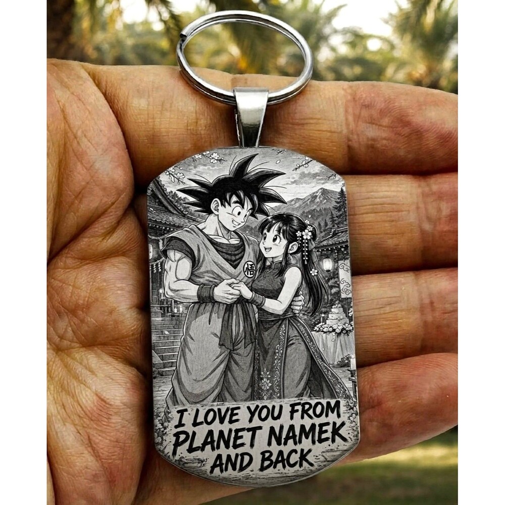 Dragon Ball Z Super Goki Chichi Lover Anime Art Stainless Keychain Sweet Comic